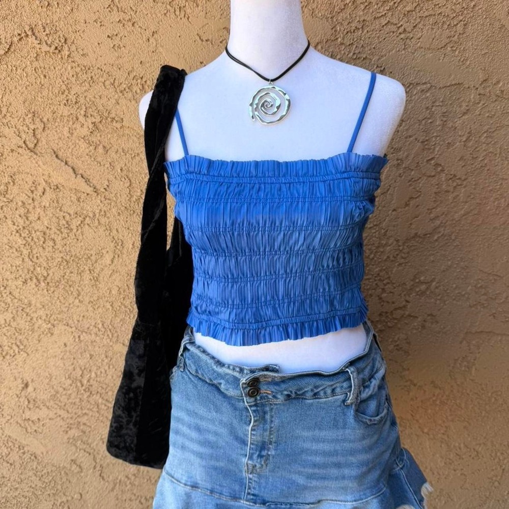 NWT blue ruched tank top
